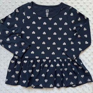 3T Gap Navy sparkle heart peplum. EUC
